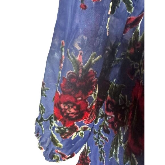 Lulu’s Navy Blue Burnout Velvet Floral Mini Dress NWT Sz XL - Picture 4 of 7